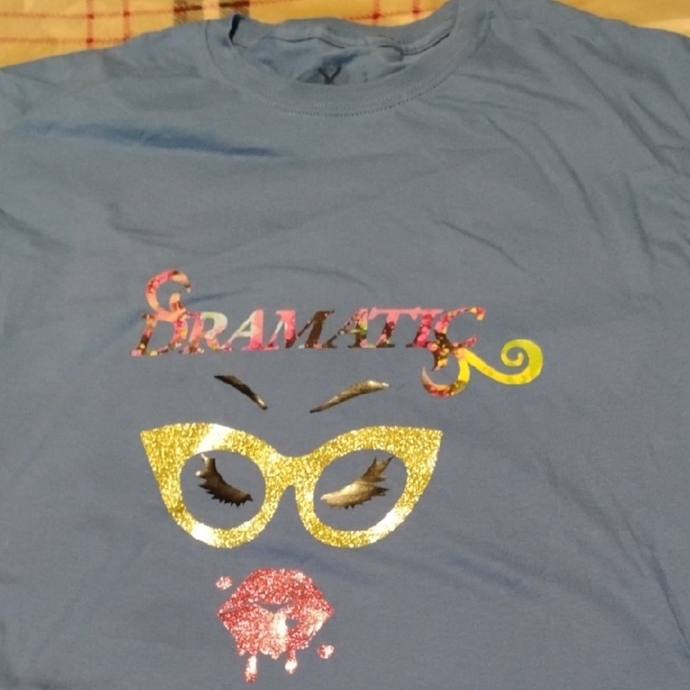 Blue Tee with Glitter Graphic